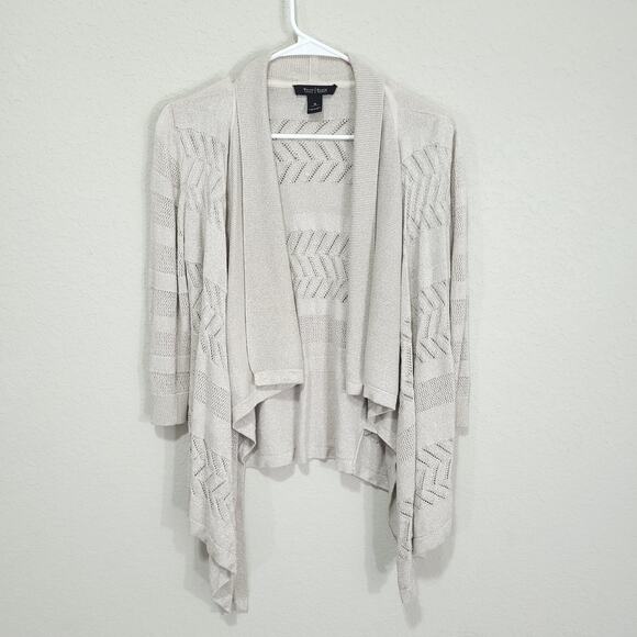 White House Black Market Cardigan Womens Size M Waterfall Metallic - Picture 1 of 11